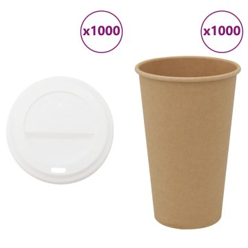 Vidaxl Papirnate skodelice za kavo s pokrovčki 1000 kosov 16oz 400ml