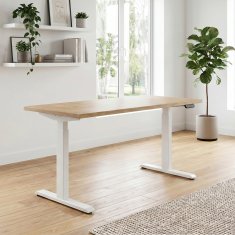 UVI STANDARD V2 električna dvižna miza - Chalet Oak in bel okvir