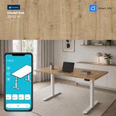 UVI STANDARD V2 električna dvižna miza - Chalet Oak in bel okvir
