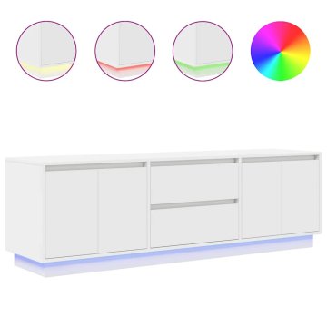 Vidaxl TV omarica z LED lučmi bela 160,5x41x50 cm