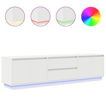 Vidaxl TV omarica z LED lučmi bela 193,5x41x50 cm