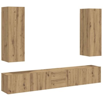 Vidaxl 5 kosov stenske TV omarice Artisan Oak Engineered Wood