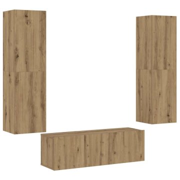 Vidaxl 3 kosi stenske TV omarice Artisan Oak Engineered Wood