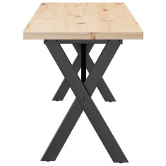 Vidaxl Klubska mizica X okvir 160x40x45,5cm trdna borovina jeklo