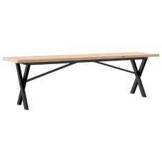 Vidaxl Klubska mizica X okvir 160x40x45,5cm trdna borovina jeklo