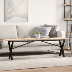 Vidaxl Klubska mizica X okvir 160x40x45,5cm trdna borovina jeklo