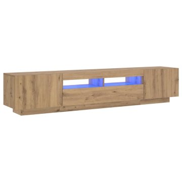 Vidaxl TV omarica z LED lučmi, umetniški hrast 200x35x40 cm, inženirski les