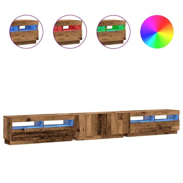 Vidaxl TV omarica z LED starinski les 300x35x40 cm inženirski les