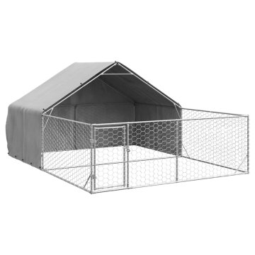 Vidaxl Zunanji pasji boks z izpustom 5x3x1,9 m pocinkano jeklo