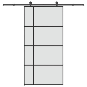 Vidaxl Drsna vrata z opremo 102,5x205 cm ESG steklo in aluminij