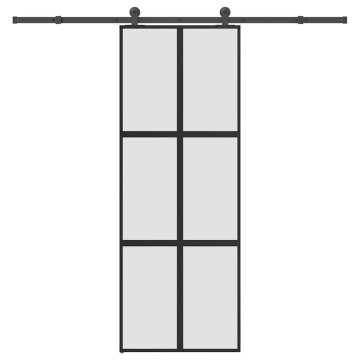 Vidaxl Drsna vrata z opremo 76x205 cm kaljeno steklo in aluminij