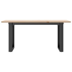Vidaxl Klubska mizica O okvir 90x40x45 cm trdna borovina jeklo