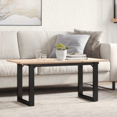 Vidaxl Klubska mizica O okvir 100x50x45 cm trdna borovina jeklo