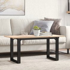 Vidaxl Klubska mizica O okvir 90x40x45 cm trdna borovina jeklo
