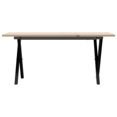 Vidaxl Klubska mizica X okvir 100x50x45 cm trdna borovina jeklo