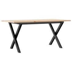 Vidaxl Klubska mizica X okvir 100x50x45 cm trdna borovina jeklo