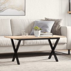Vidaxl Klubska mizica X okvir 100x50x45 cm trdna borovina jeklo