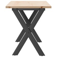Vidaxl Klubska mizica X okvir 110x40x45 cm trdna borovina jeklo