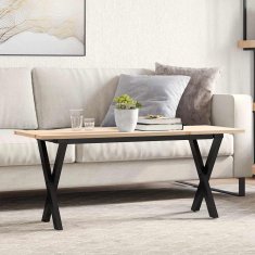 Vidaxl Klubska mizica X okvir 110x40x45 cm trdna borovina jeklo