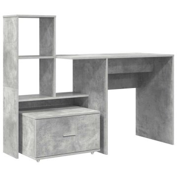 Vidaxl Miza Betonsko siva Inženirski les 131,5 x 50 x 106,5 cm