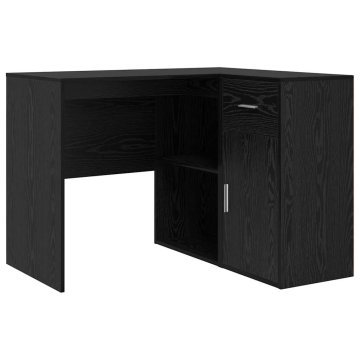 Vidaxl Kotniška miza s predalom Črna Orehovina 102 x 88 x 75 cm