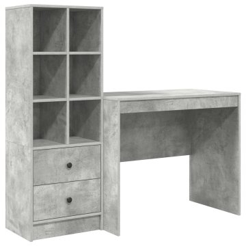 Vidaxl Miza Betonsko siva 135,5 x 50 x 127 cm 2 kos
