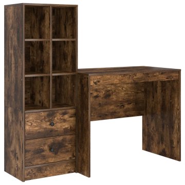 Vidaxl Miza Dimljeni oreh 135,5 x 50 x 127 cm 2 kos