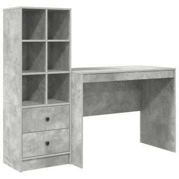 Vidaxl Miza Betonsko siva 145.5 x 50 x 127 cm 2 kos