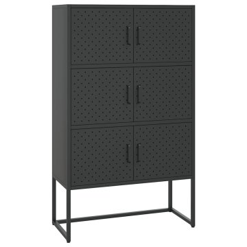 Vidaxl Visoka omarica črna 80x35x135 cm jeklo