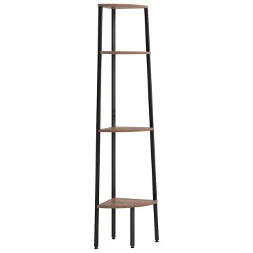 Vidaxl 4-nadstropna kotna polica temno rjava in črna 45,5x31,5x150 cm