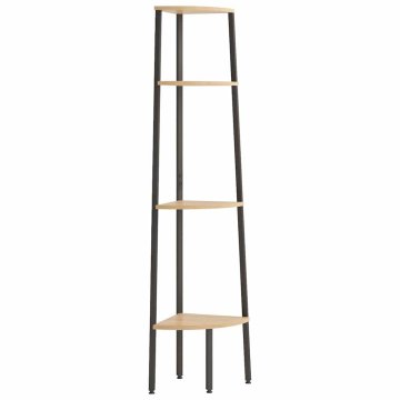 Vidaxl 4-nadstropna kotna polica svetlo rjava in črna 45,5x31,5x150 cm