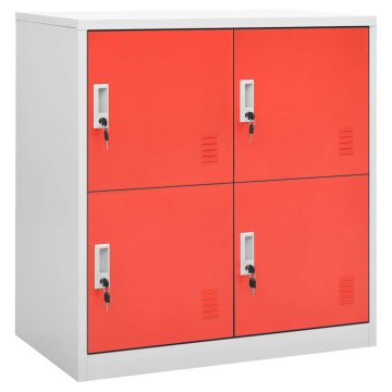 Vidaxl Omara s ključavnico svetlo siva in rdeča 90x45x92,5 cm jeklo
