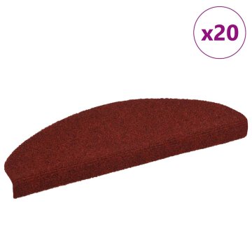 Vidaxl Preproge za stopnice samolepilne 20 kosov 65x21x4 cm bordo rdeče polkrožne velike