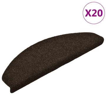 Vidaxl Preproge za stopnice, samolepilne, 20 kosov, 65 x 21 x 4 cm, temno rjave, polkrožne, velike