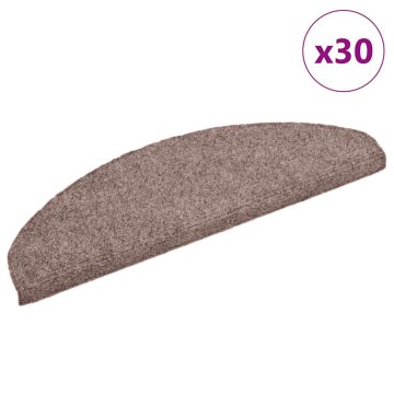 Vidaxl Preproge za stopnice samolepilne 30 kosov 65x21x4 cm svetlo rjave polkrožne velike
