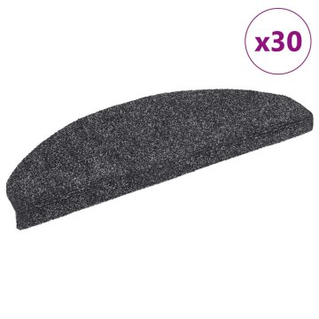 Vidaxl Preproge za stopnice, samolepilne, 30 kosov, 65 x 21 x 4 cm, temno sive, polkrožne, velike