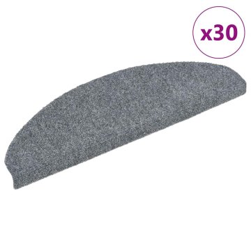 Vidaxl Stopniščne preproge samolepilne 30 kosov 65x21x4 cm svetlo sive polkrožne velike