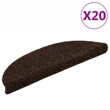 Vidaxl Preproge za stopnice samolepilne 20 kosov 56x17x3 cm rjave polkrožne