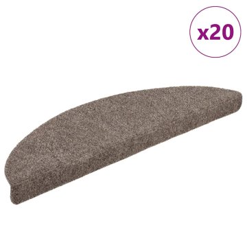 Vidaxl Preproge za stopnice, samolepilne, 20 kosov, 56x17x3 cm, bež, polkrožne