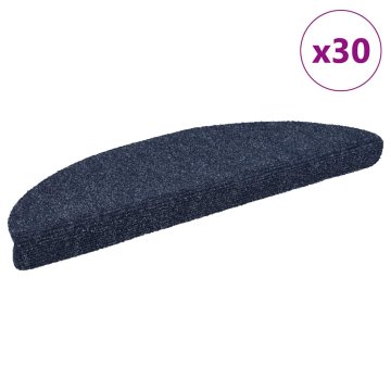 Vidaxl Stopniščne preproge samolepilne 30 kosov 56x17x3 cm modre polkrožne