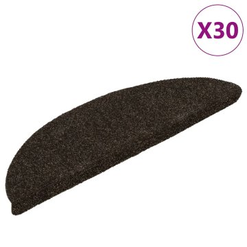 Vidaxl Preproge za stopnice samolepilne 30 kosov 56x17x3 cm temno rjave polkrožne