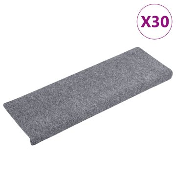 Vidaxl Preproge za stopnice samolepilne 30 kosov 65x21x4 cm svetlo sive pravokotne robove
