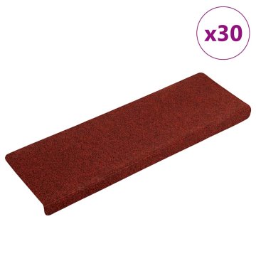 Vidaxl Stopniščne preproge samolepilne 30 kosov 65x21x4 cm bordo rdeče pravokotne robove