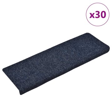 Vidaxl Preproge za stopnice samolepilne 30 kosov 65x21x4 cm modre pravokotne robove