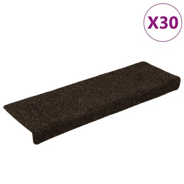 Vidaxl Stopniščne preproge samolepilne 30 kosov 65x21x4 cm temno rjave pravokotne robove