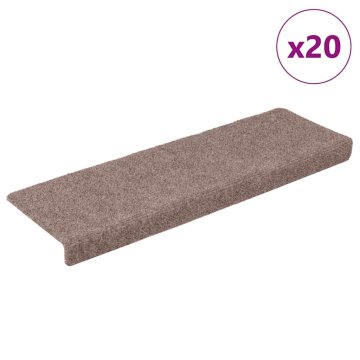 Vidaxl Stopniščne preproge samolepilne 20 kosov 65x21x4 cm svetlo rjave barve s pravokotnim robom