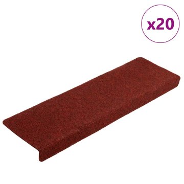 Vidaxl Stopniščne preproge samolepilne 20 kosov 65x21x4 cm bordo rdeče pravokotne robove