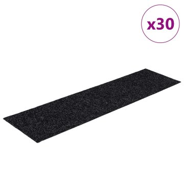 Vidaxl Preproge za stopnice samolepilne 30 kosov 76x20 cm črne pravokotne