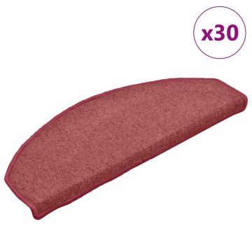 Vidaxl Stopniščne preproge 30 kosov 65x24x4 cm bordo polkrožne velike