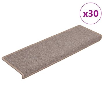 Vidaxl Stopniščne preproge 30 kosov 65x21x4 cm svetlo rjave pravokotne robove